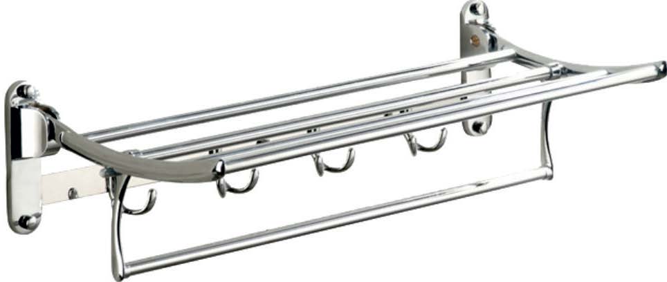 Sklopný držiak uterákov s policou a háčikmi