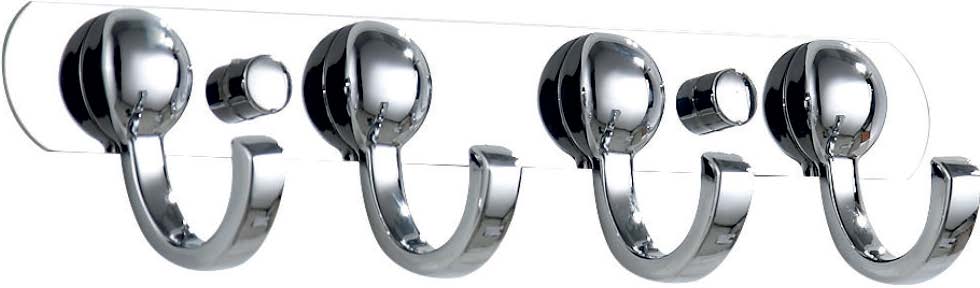 Nástenný vešiak so štyrmi oblými háčikmi